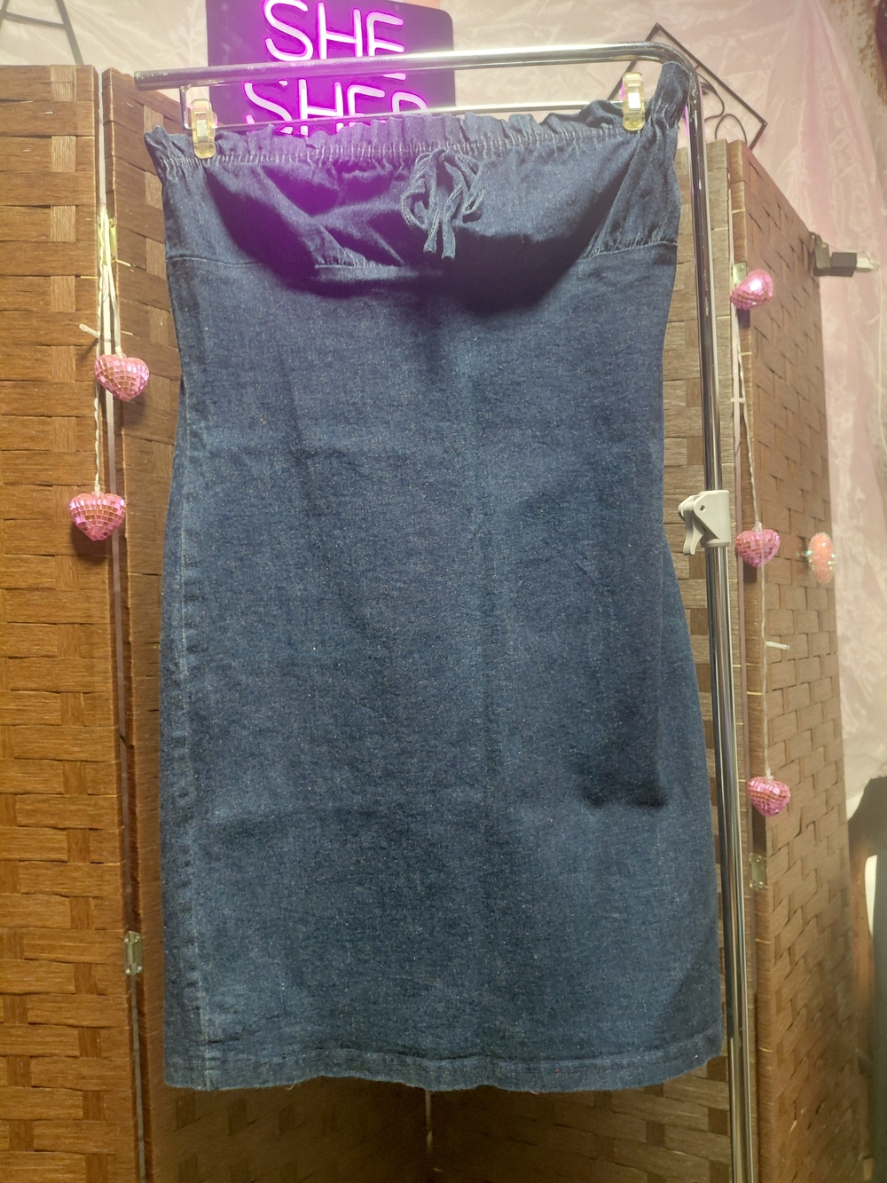 Strapless Dark Blue Denim Tube Dress – Classic Summer Staple